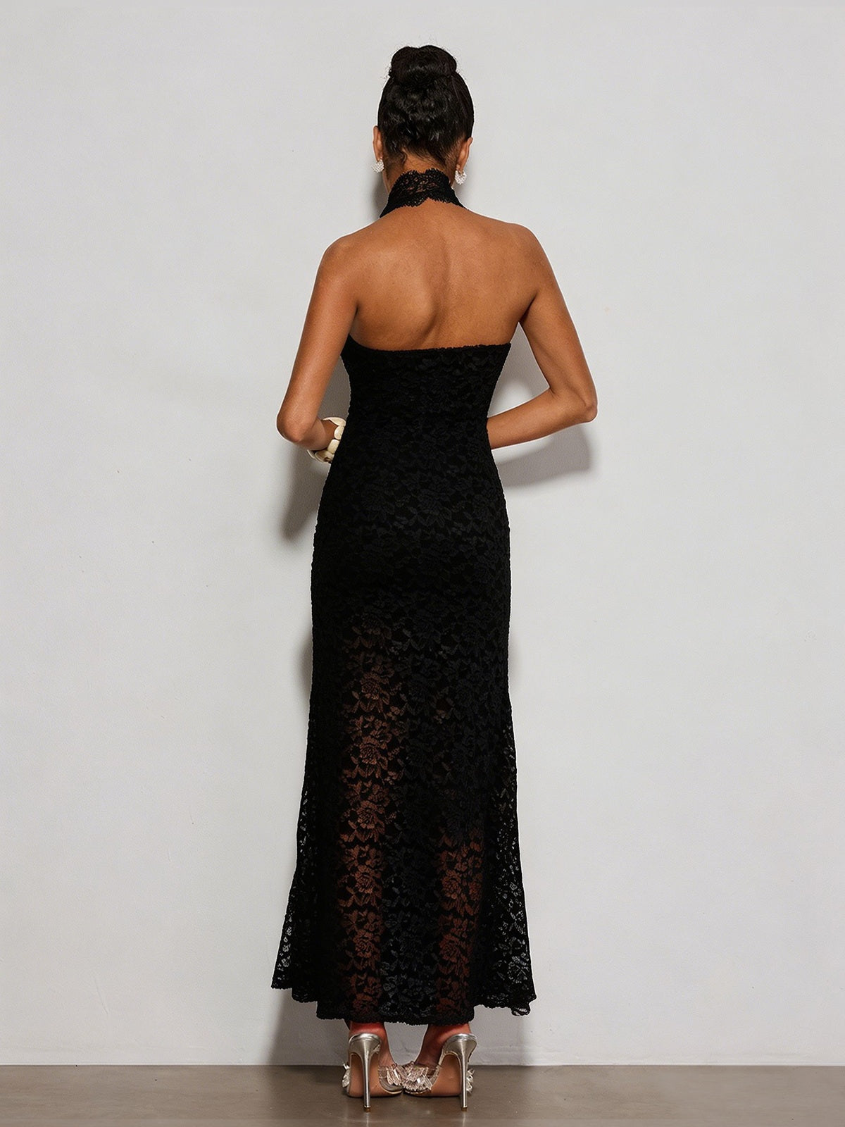 Rosstef Dantelli Maxi Elbise - Siyah
