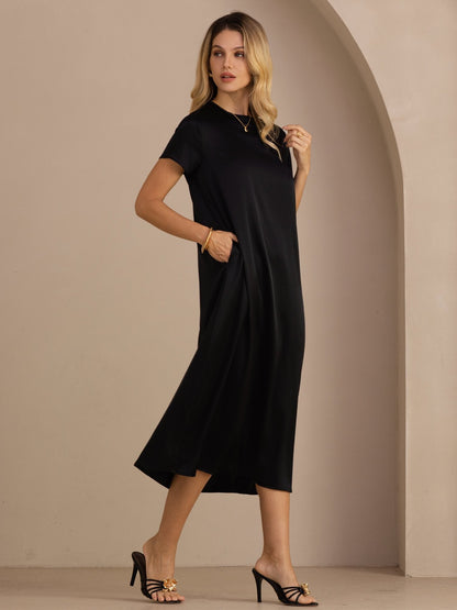 Rosstef 19Momme İpek Midi Elbise Ile Side Pockets