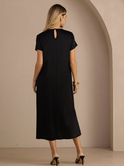 Rosstef 19Momme İpek Midi Elbise Ile Side Pockets