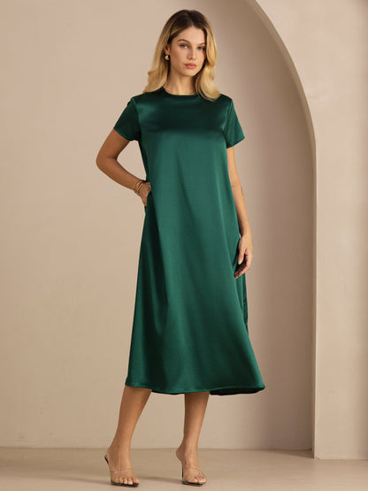 Rosstef 19Momme İpek Midi Elbise Ile Side Pockets