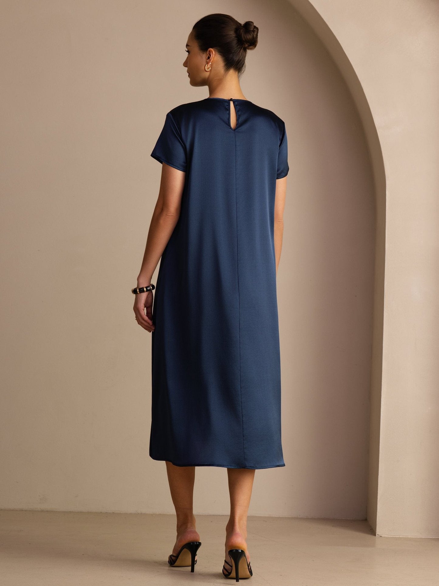 Rosstef 19Momme İpek Midi Elbise Ile Side Pockets
