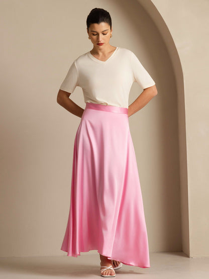Rosstef 19Momme İpek A Çizgili Maxi Etek ile Lining