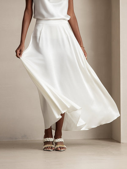 Rosstef 19Momme İpek A Çizgili Maxi Etek ile Lining