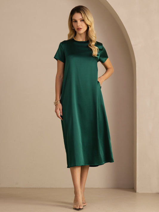 Rosstef 19Momme İpek Midi Elbise Ile Side Pockets