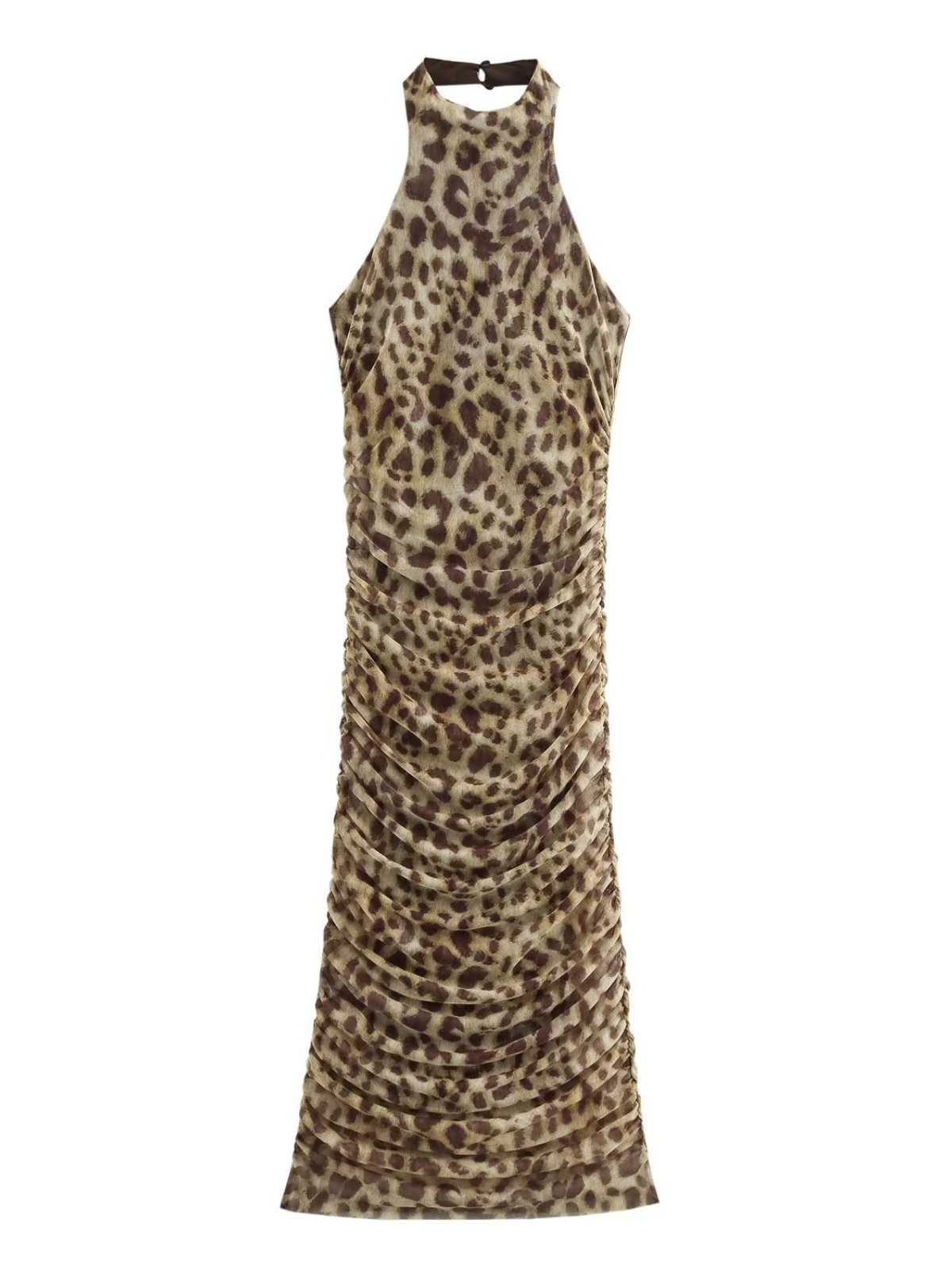 Rosstef Leopardlı Rüçed Mini Elbise