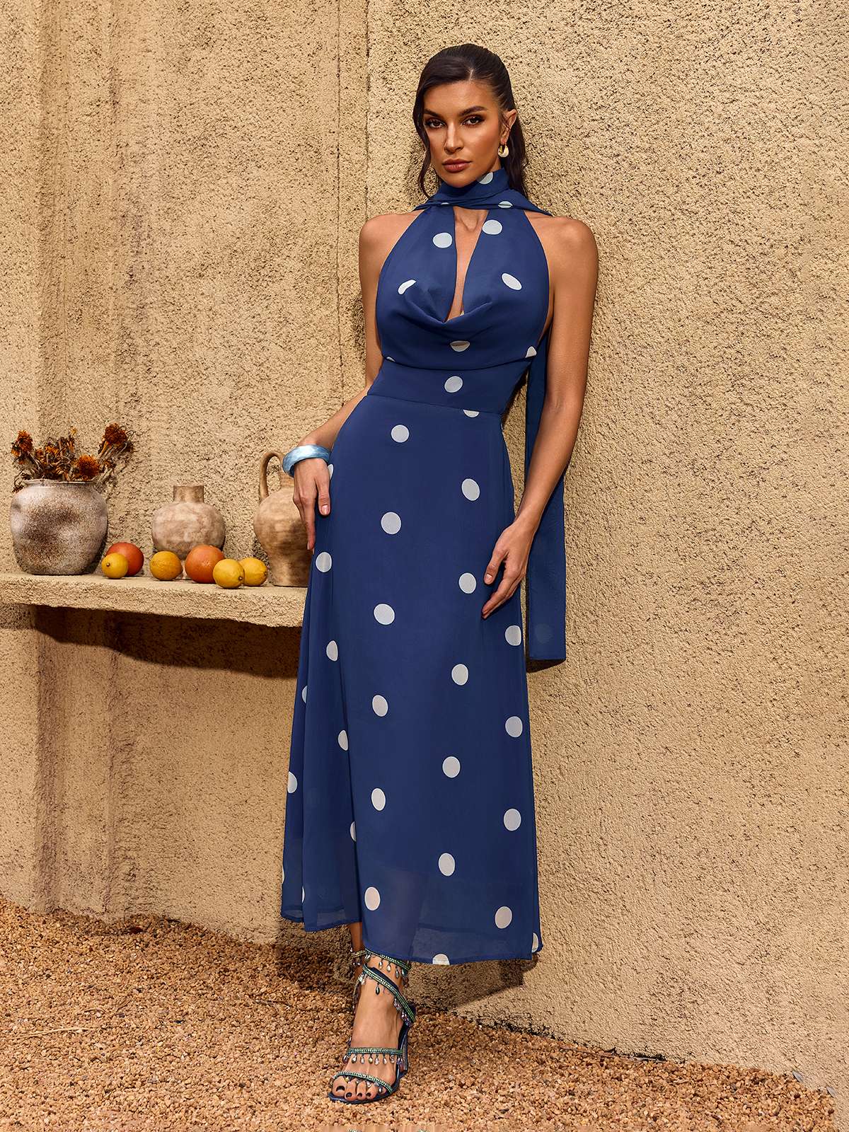 Rosstef Polka Puantiyeli Maxi Elbise