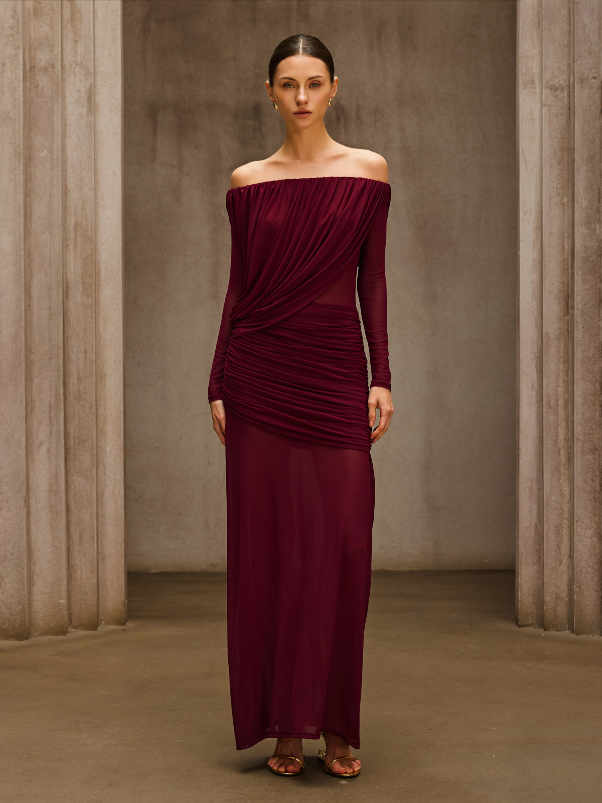Rosstef Wine Maxi Elbise