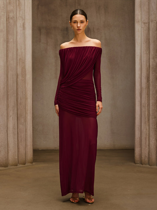 Rosstef Wine Maxi Elbise