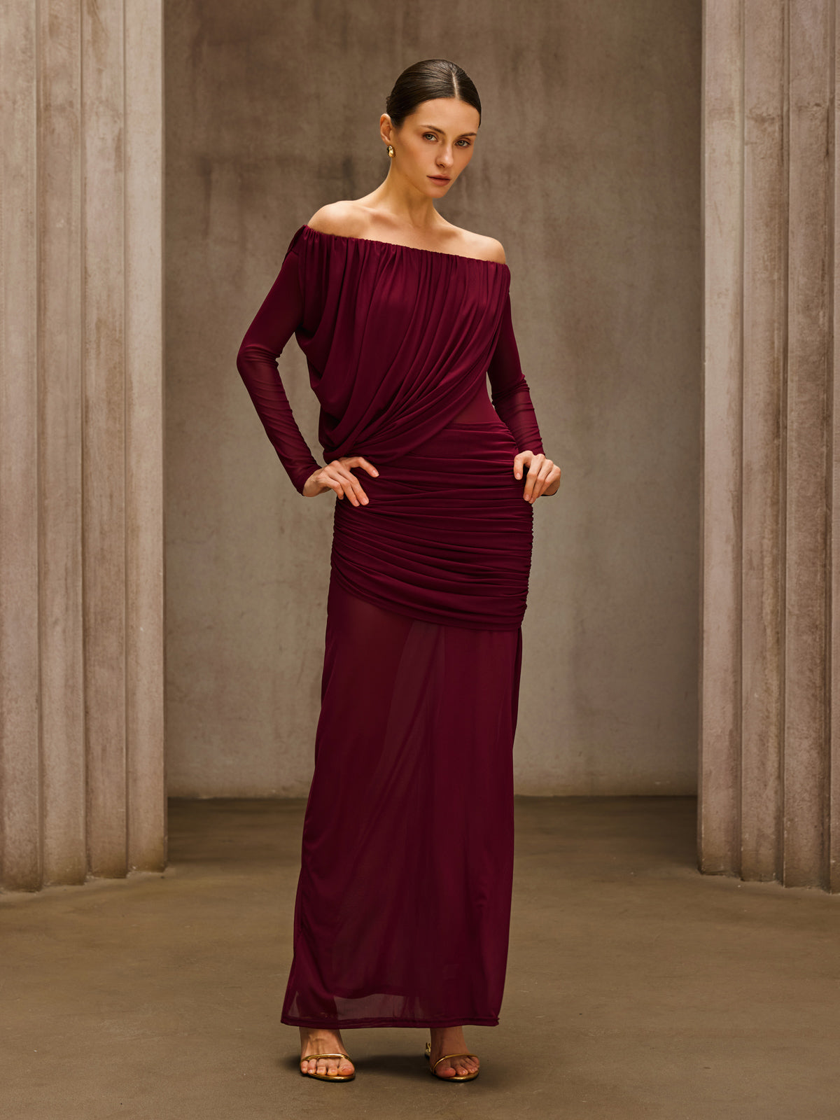 Rosstef Wine Maxi Elbise