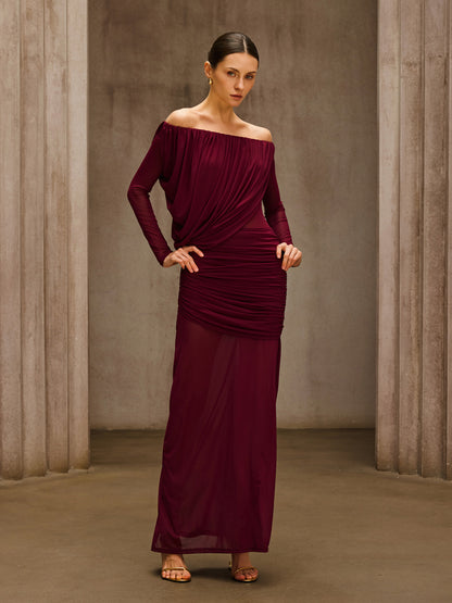 Rosstef Wine Maxi Elbise