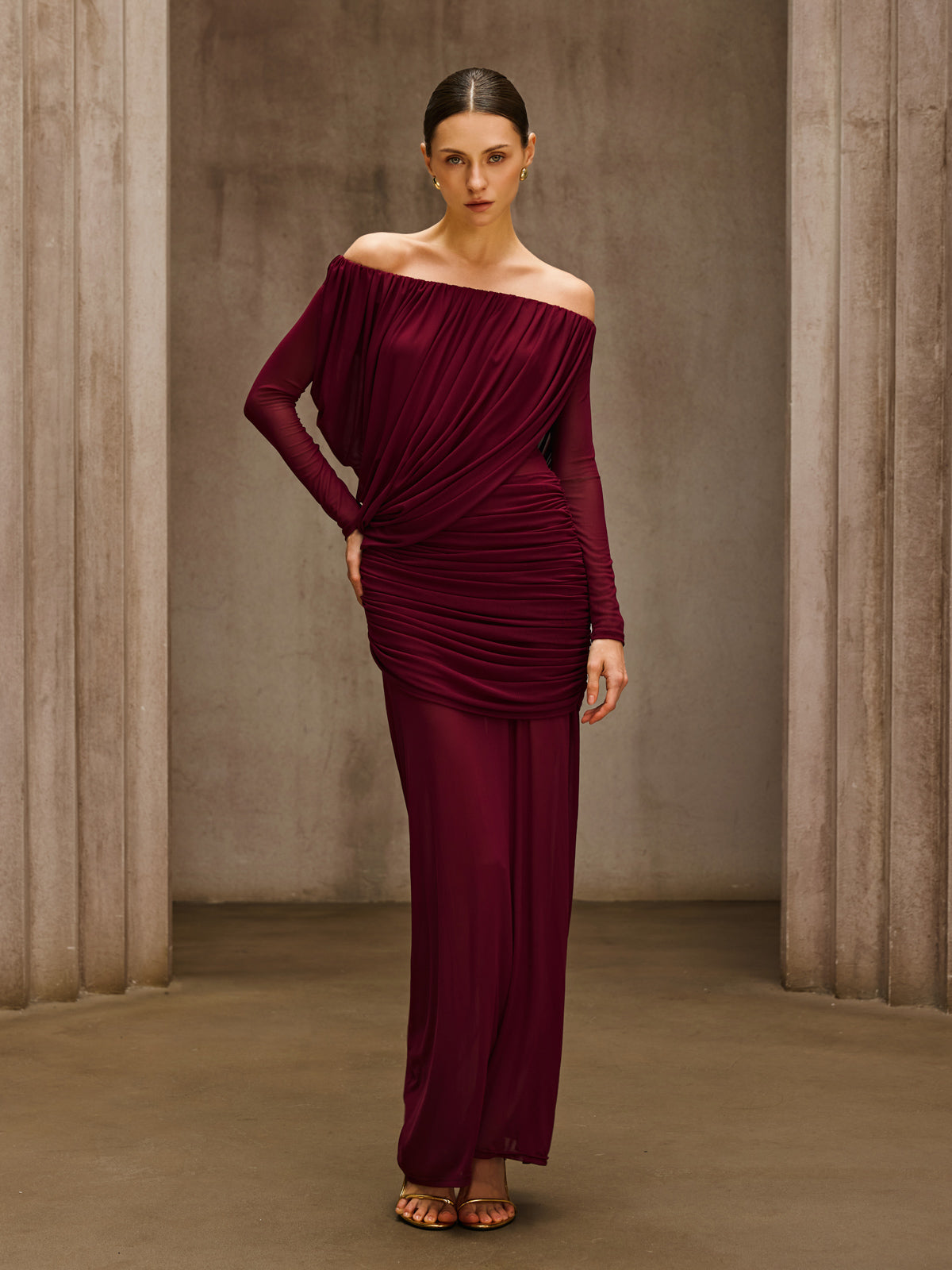 Rosstef Wine Maxi Elbise