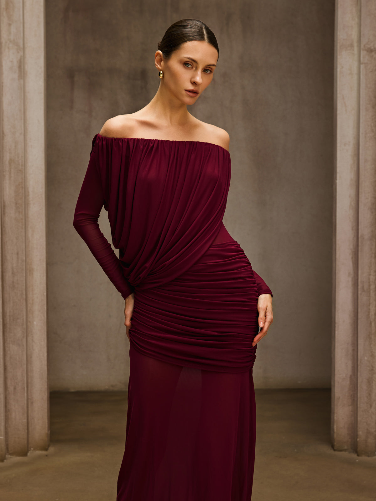 Rosstef Wine Maxi Elbise