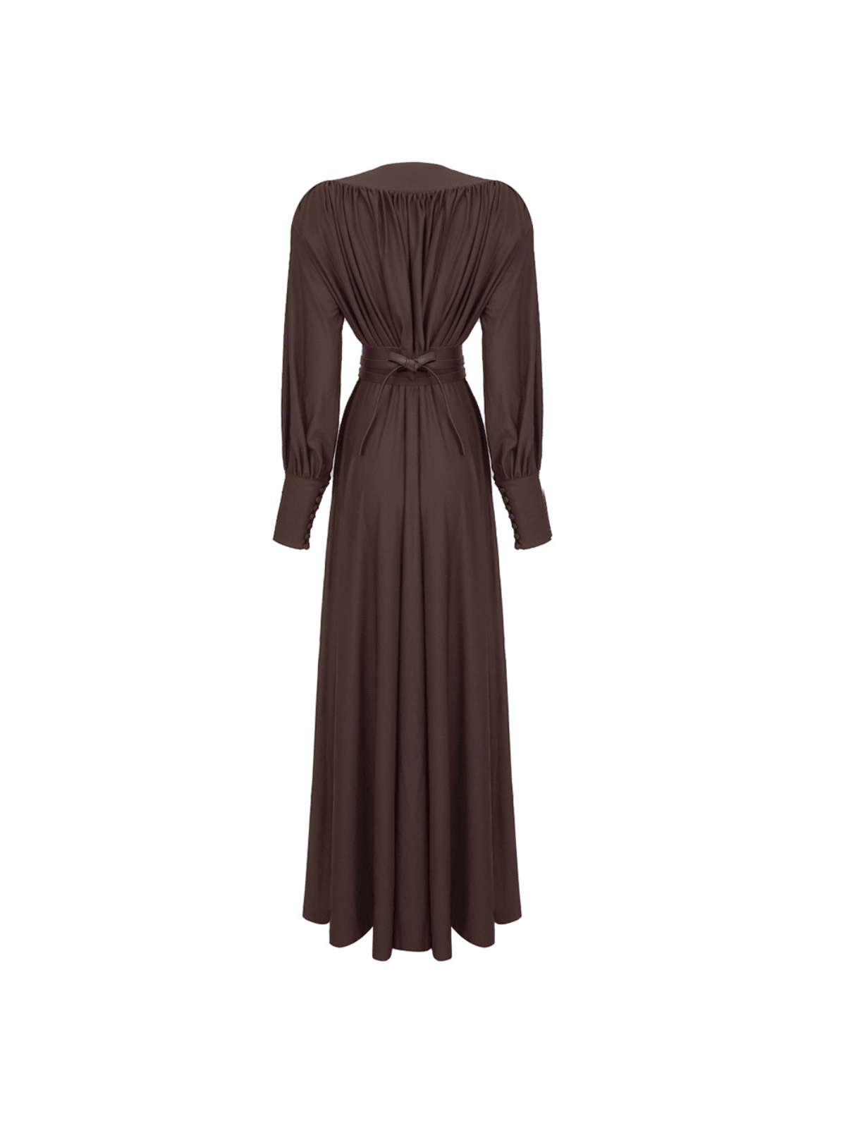Rosstef Cosmo V Yaka Belted Maxi Elbise
