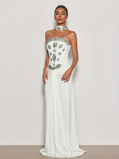Rosstef Cyrila Straplez Kristal Scarf Maxi Elbise