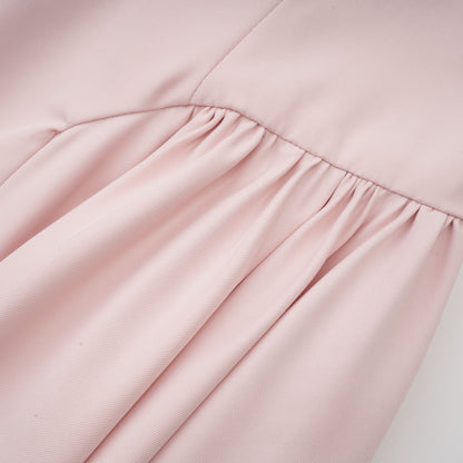 Soleil Pembe Pilili Korse Midi Elbise