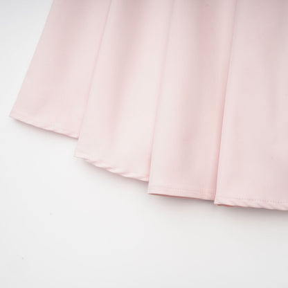 Soleil Pembe Pilili Korse Midi Elbise