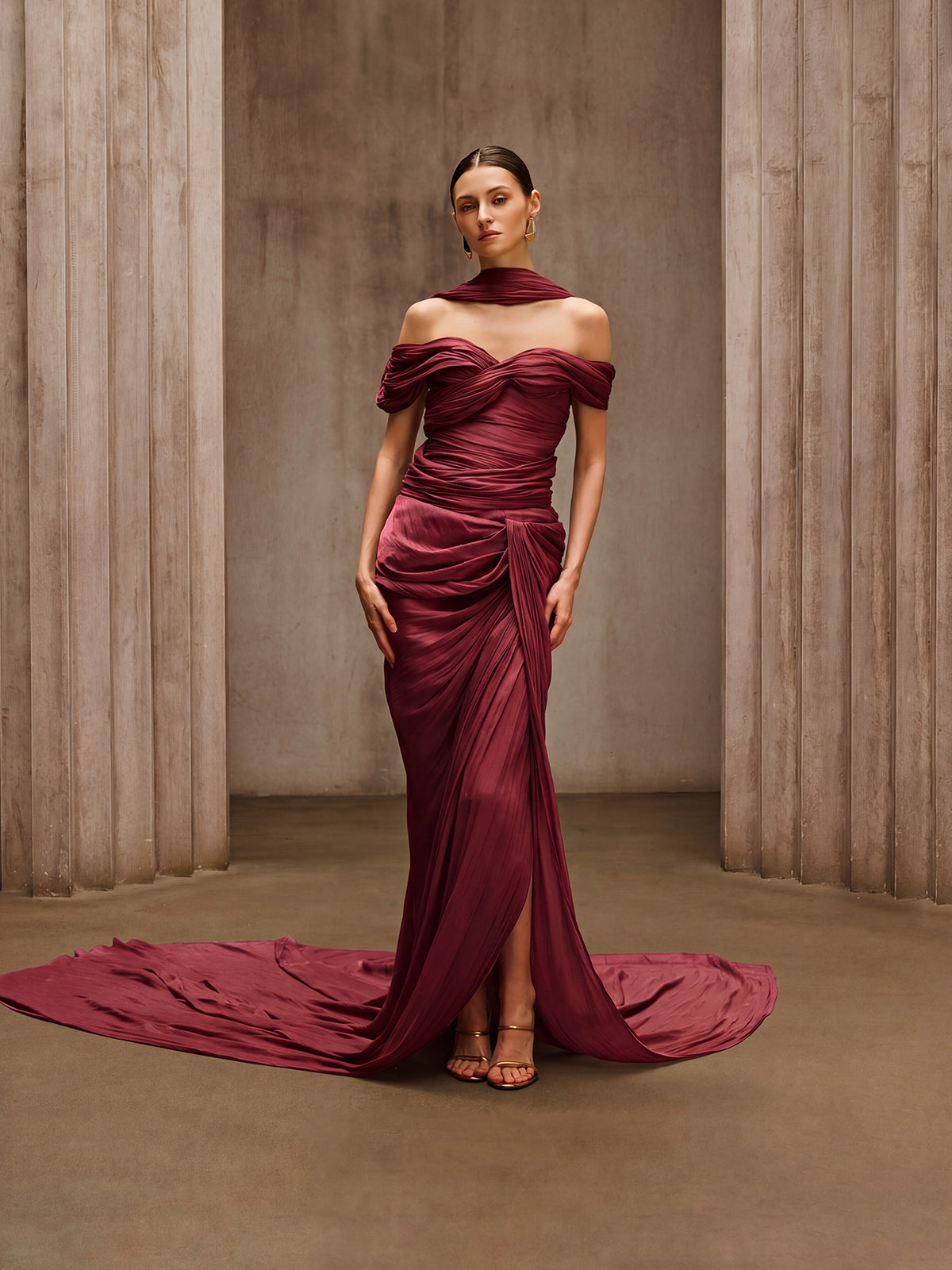 Rosstef Wine Maxi Elbise