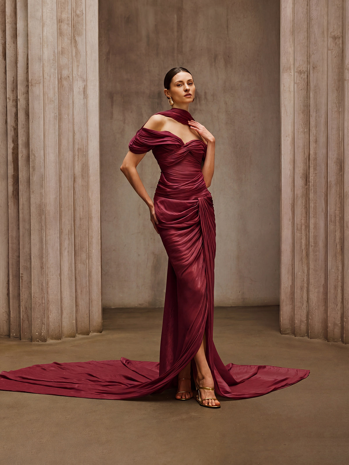 Rosstef Wine Maxi Elbise