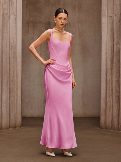 Rosstef Duyen Kolsuz Korse Maxi Elbise - Pembe