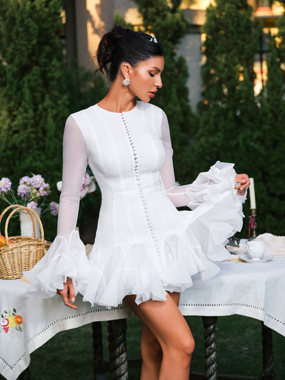 Rosstef Mini Frock ile Stil İnstal Edin: İspanyol Paça Kollu Butonlu Frock