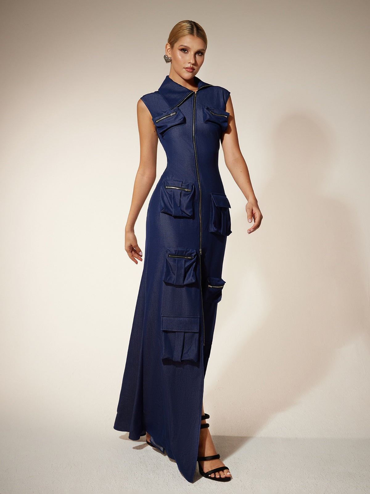 Rosstef Zipper Utility Pocket Maxi Elbise