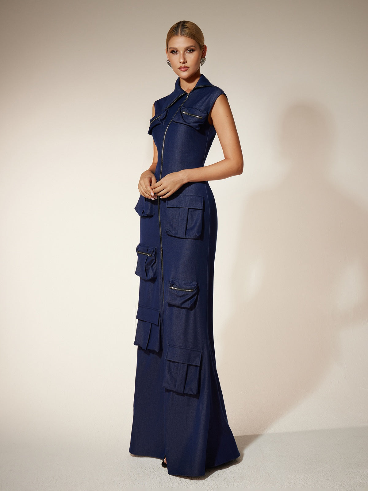 Rosstef Zipper Utility Pocket Maxi Elbise
