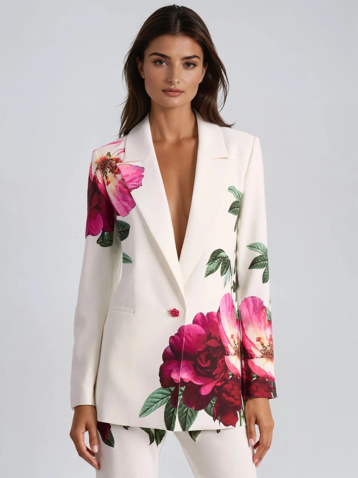 Rosstef Çiçek Desenli Blazer Ceket Takım