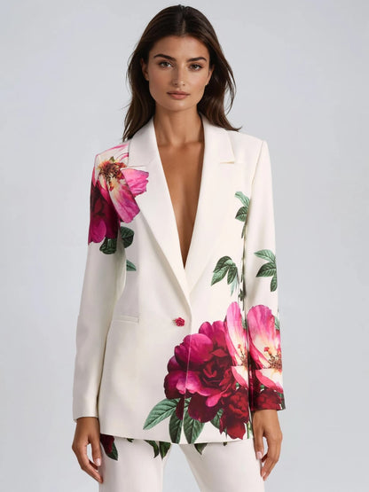 Rosstef Çiçek Desenli Blazer Ceket Takım