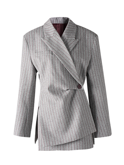 Rosstef Firnara Folded Yaka Çizgili Blazer Ceket