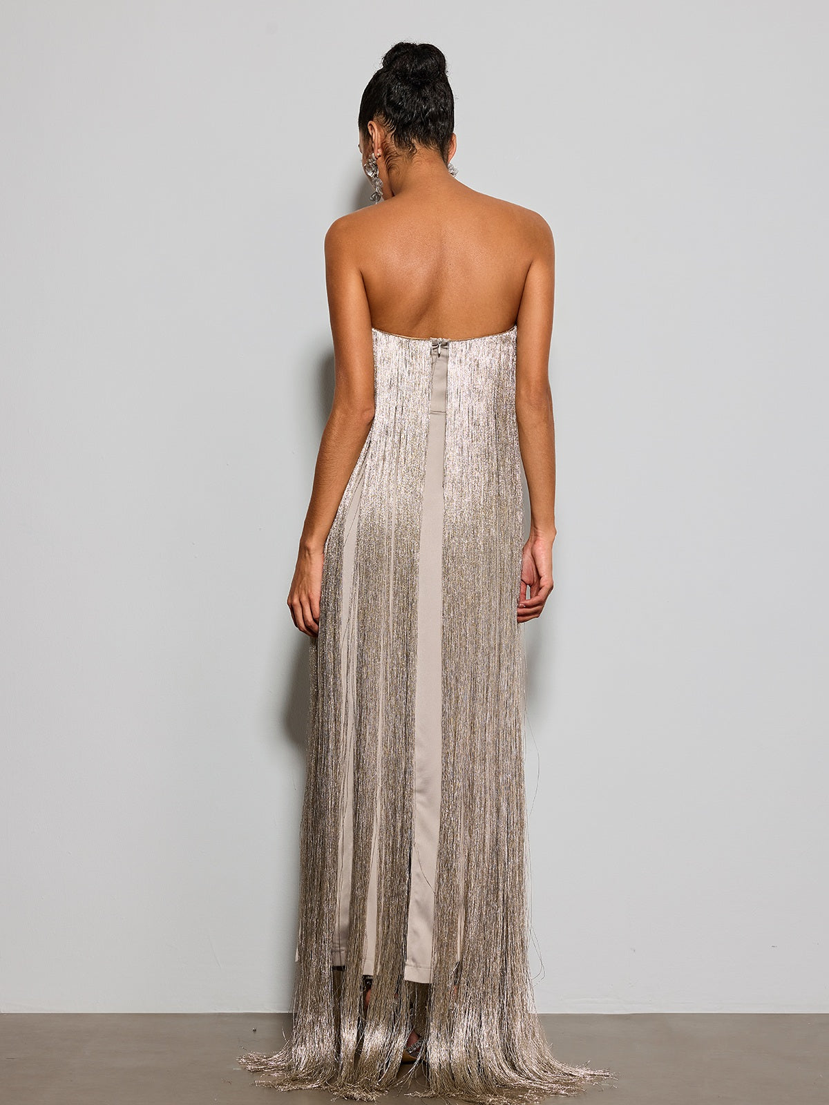 Rosstef Straplez Püsküllü Maxi Elbise - Glamourous Eveningwear