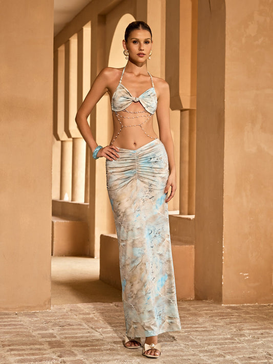 Rosstef Mint Blue Zincli Baskı Gümüşlu Çiftlik