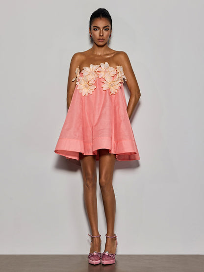 Rosstef Coral Straplez Mini Elbise
