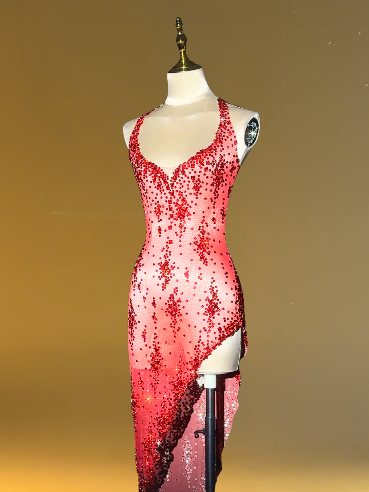 Rosstef Taşlı Yırtmaçlı Midi Gowns