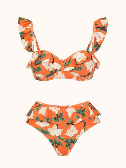 Rosstef Fırfırlı Baskılı Bikini Takım