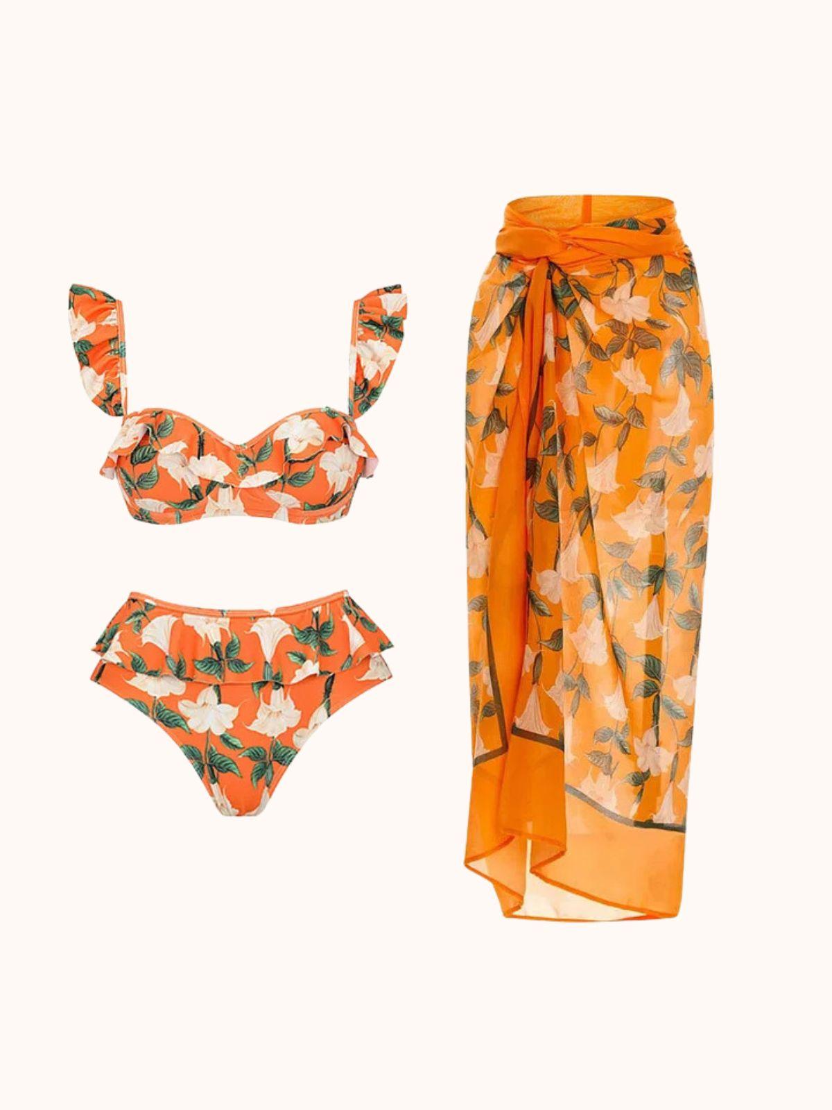 Rosstef Fırfırlı Baskılı Bikini Takım