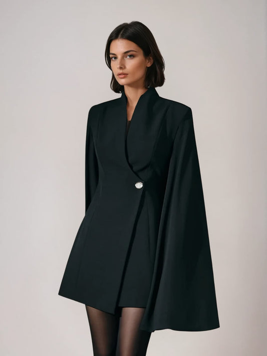 Rosstef Lisinda Cape Kollu Blazer Ceket - Modernlik ve Sıcaklık Birleştiren Kombinasyon