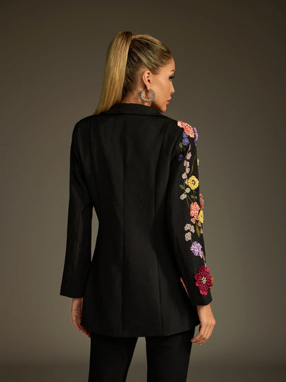 Rosstef Ludmila Çiçekli İşlemeli Blazer Ceket - Zarif ve stil için süper moda parçası