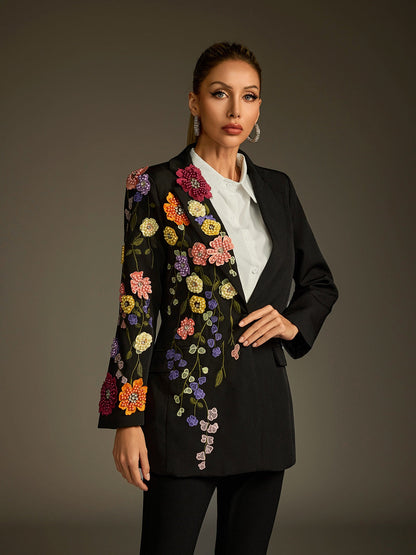 Rosstef Ludmila Çiçekli İşlemeli Blazer Ceket - Zarif ve stil için süper moda parçası