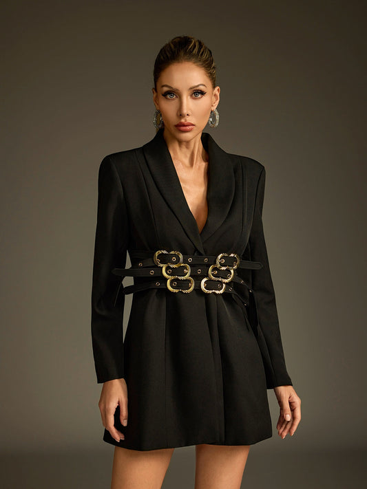 Rosstef Uzun Kollu Belted Blazer Ceket - Modern Zarif