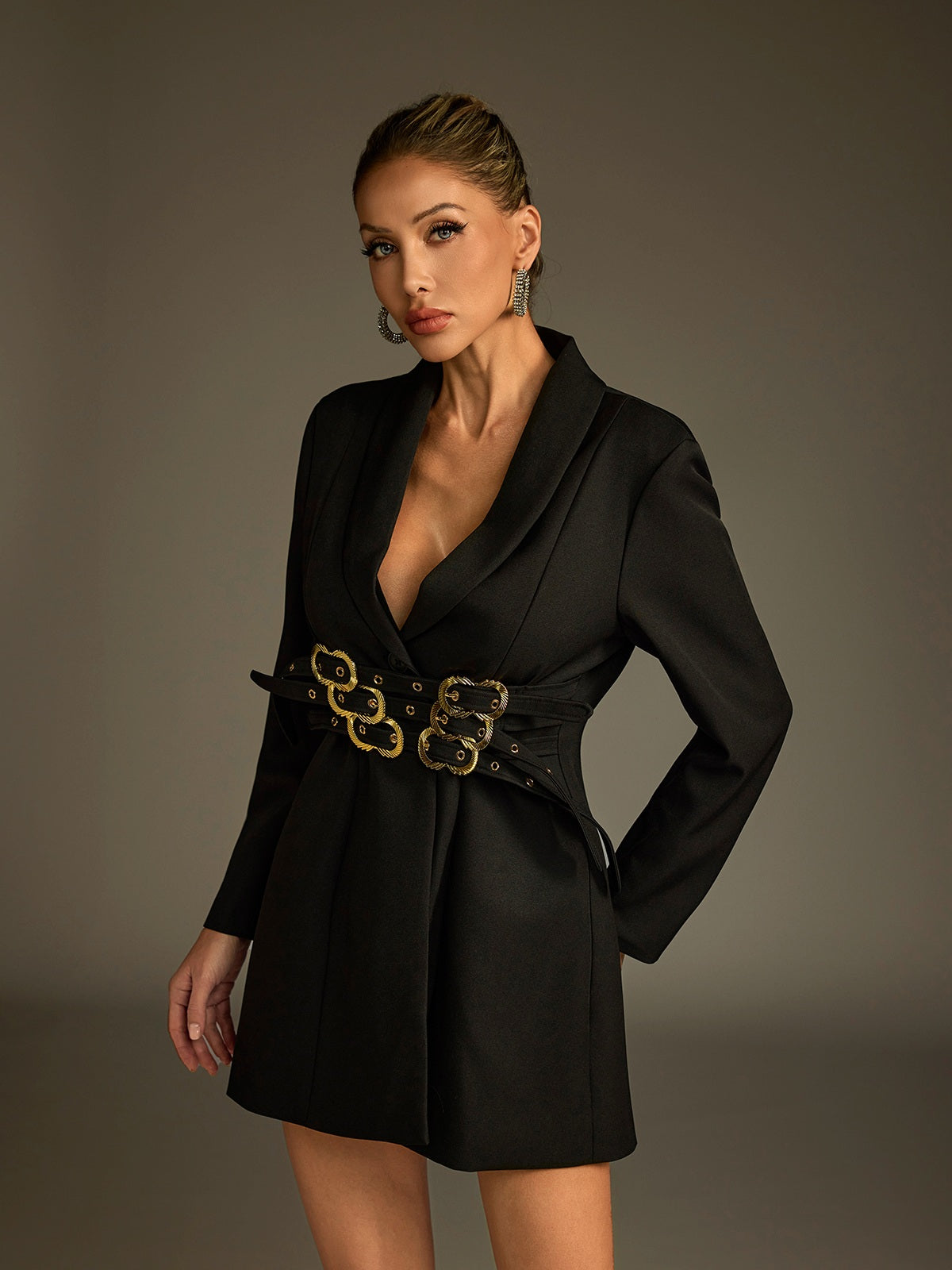 Rosstef Uzun Kollu Belted Blazer Ceket - Modern Zarif