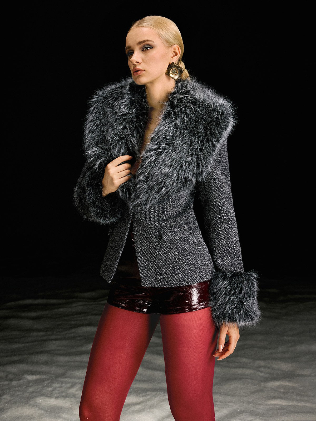 Rosstef Suni Fur Uzun Kollu Blazer Ceket