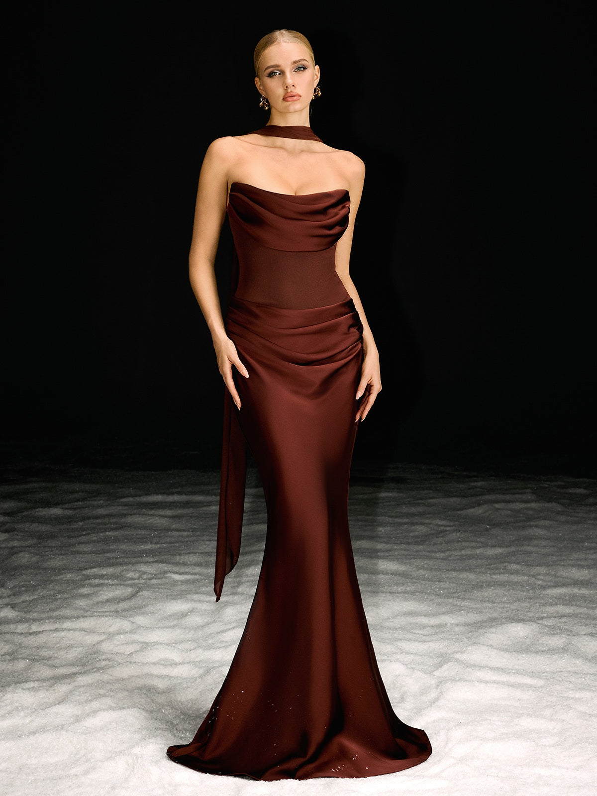 Rosstef Navarra Straplez Scarf Maxi Elbise