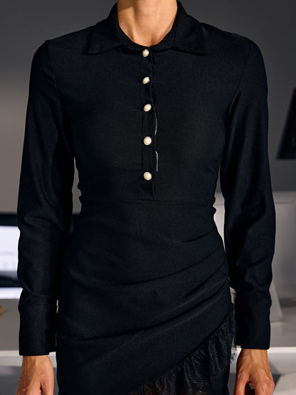 Rosstef Dantelli Shirt Mini Elbise