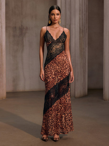 Rosstef Leopar Desenli Maxi Abiye