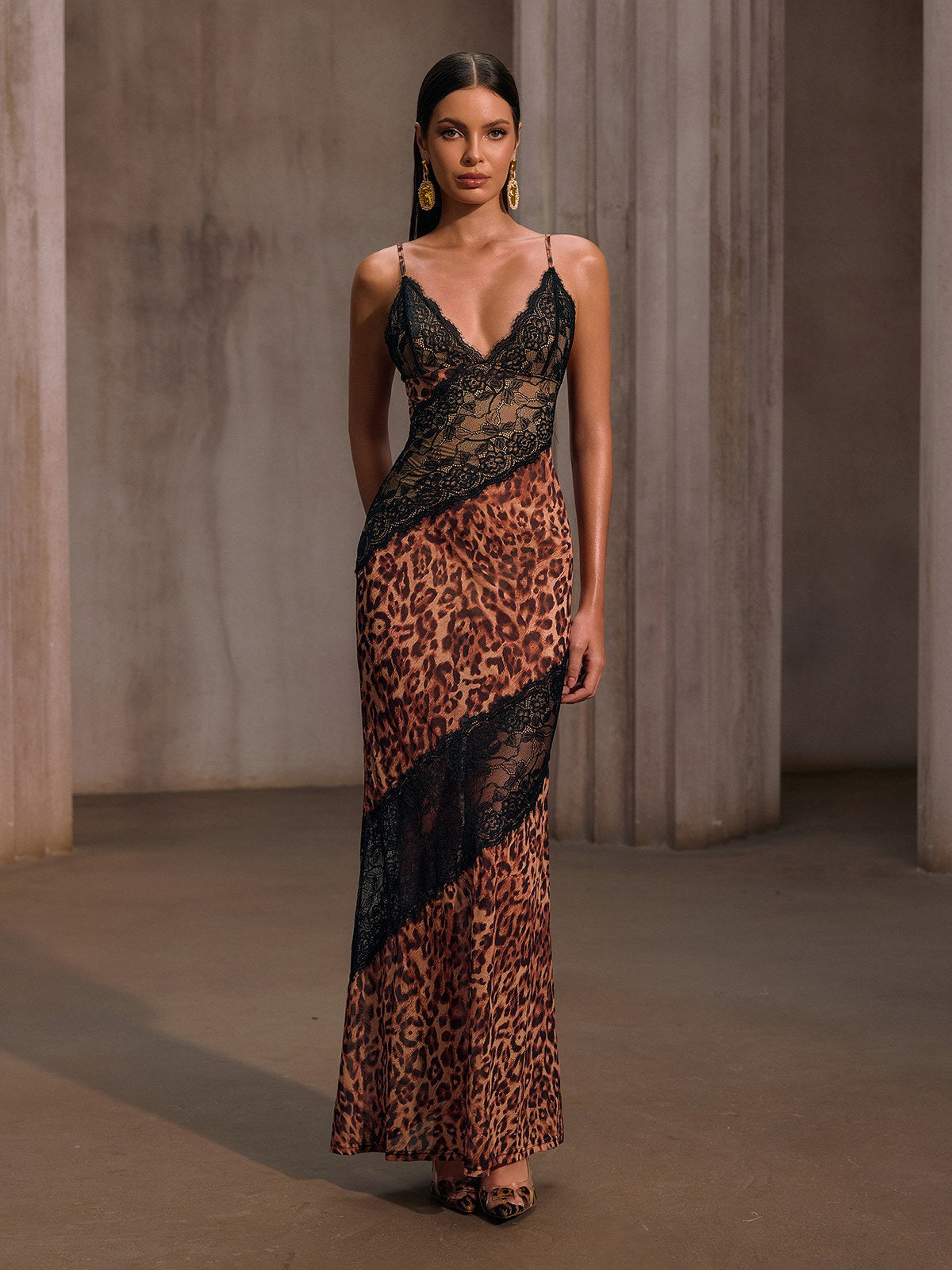 Rosstef Leopar Desenli Maxi Abiye