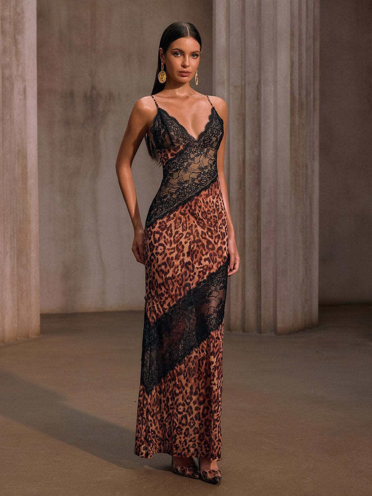 Rosstef Leopar Desenli Maxi Abiye