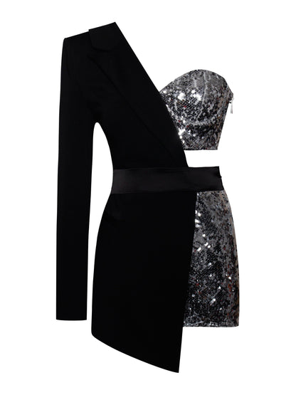 Rosstef River Payetli Tek Kollu Blazer Ceket Tulum - Sirena Ceket