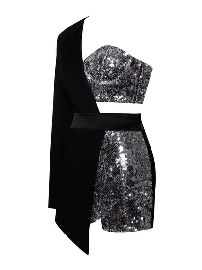 Rosstef River Payetli Tek Kollu Blazer Ceket Tulum - Sirena Ceket