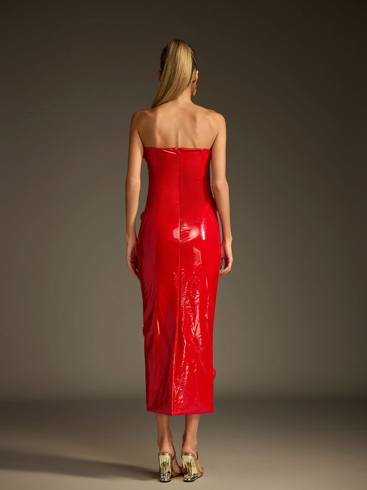 Rosstef Straplez Leather Midi Elbise
