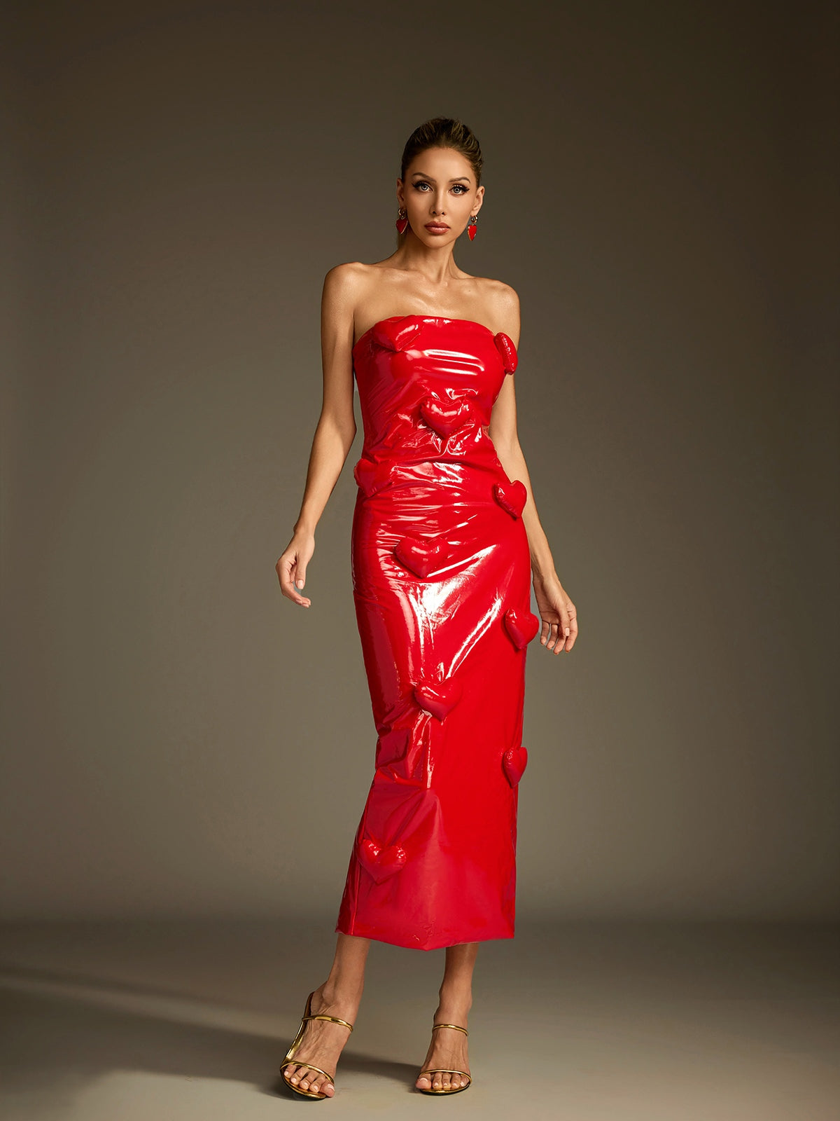 Rosstef Straplez Leather Midi Elbise